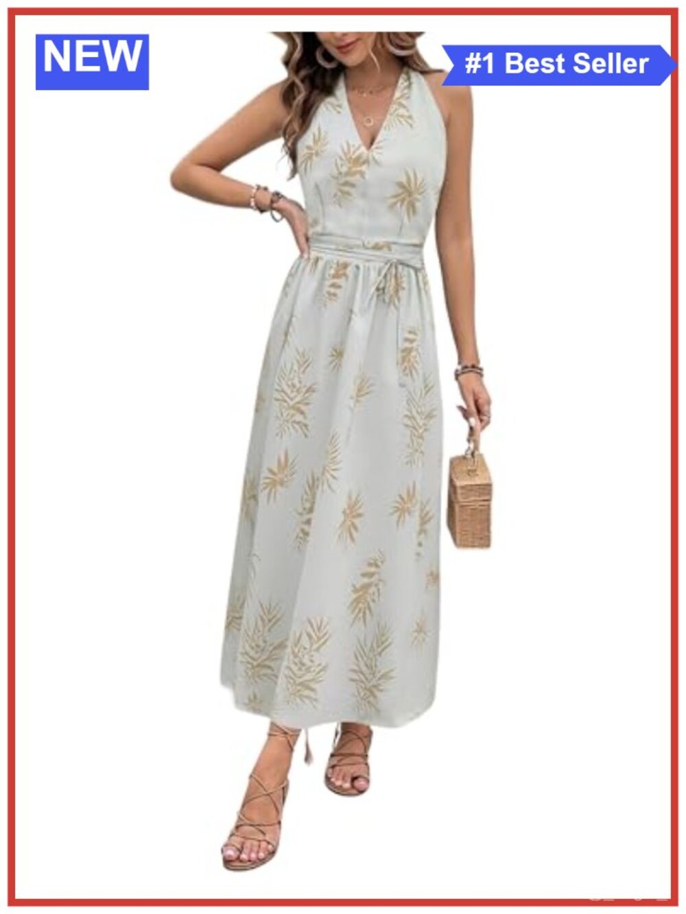 Halter Floral Maxi Dress Summer Beach Backless A-Line Sundress